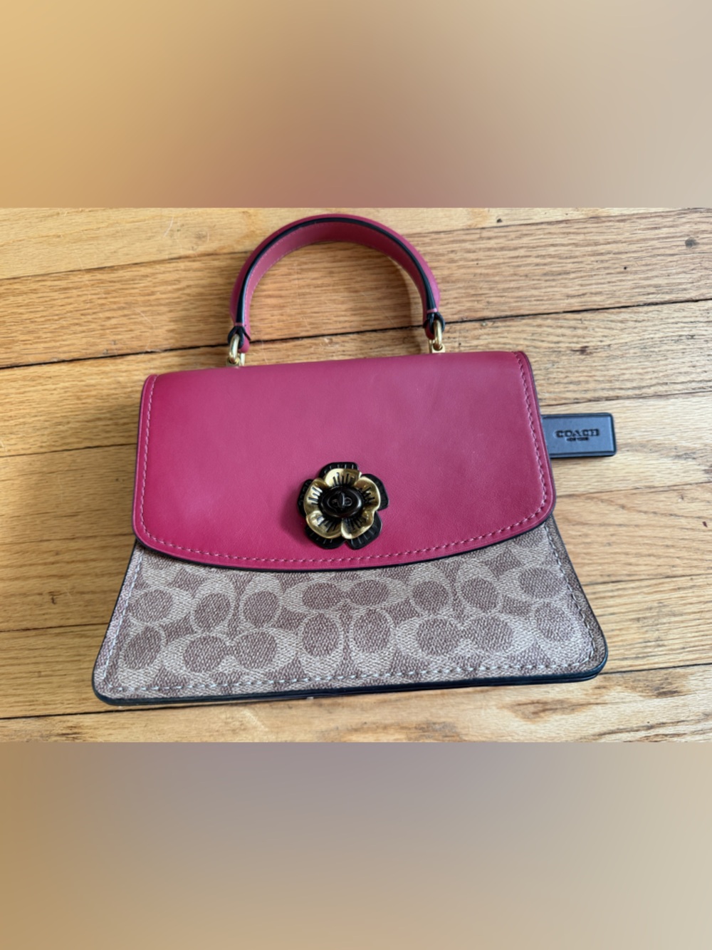 Coach 79274 Parker Top Handle Sig Tan Dusty Pink - Picture 3 of 9